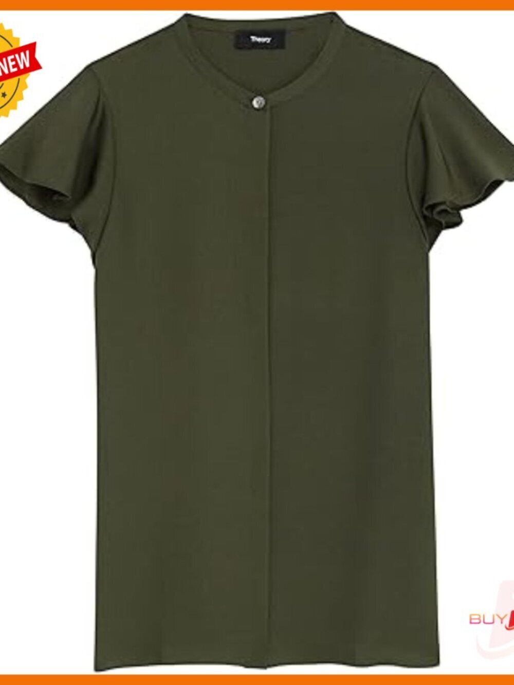 Silk Button Down Blouse with Ruffle Sleeves, Classic Fit